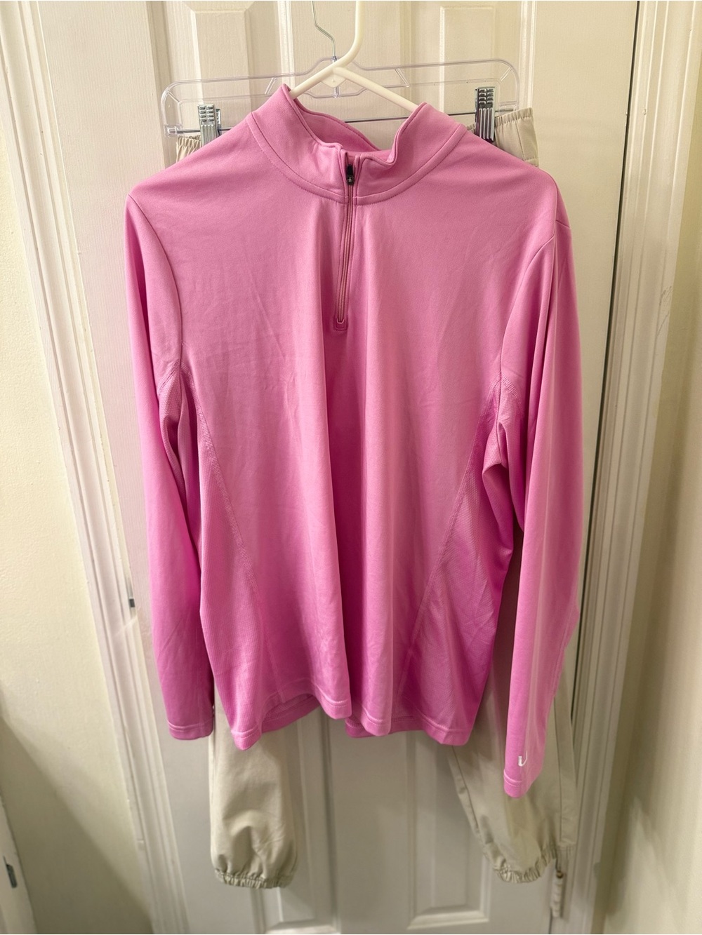 Huk Pink Long-Sleeve Quarter Zip Performance Top w/UV Protection.